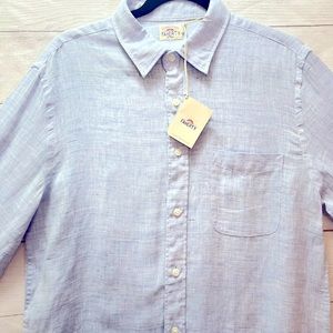 Faherty Brand Linen Laguna Men’s Shirt Light Blue Melange Size M new